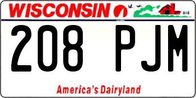 WI license plate 208PJM