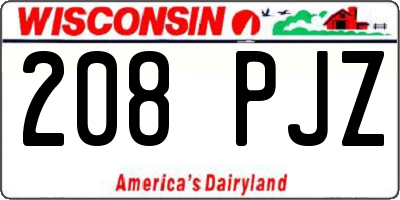 WI license plate 208PJZ
