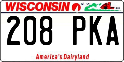 WI license plate 208PKA