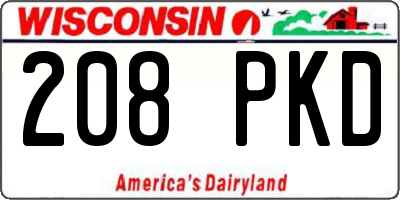 WI license plate 208PKD