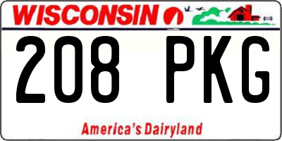 WI license plate 208PKG