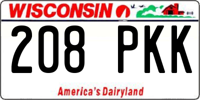 WI license plate 208PKK