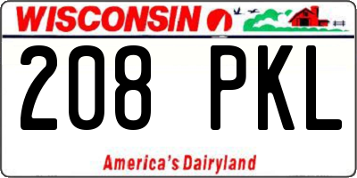 WI license plate 208PKL