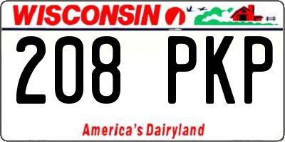 WI license plate 208PKP