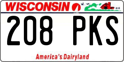 WI license plate 208PKS