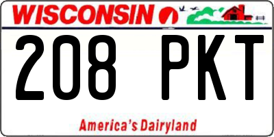 WI license plate 208PKT