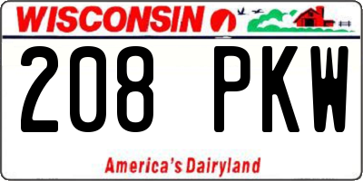 WI license plate 208PKW