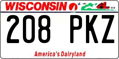 WI license plate 208PKZ
