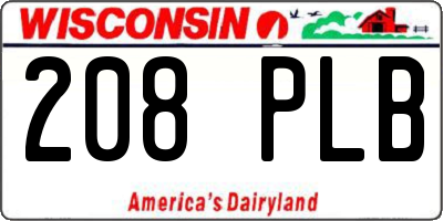 WI license plate 208PLB