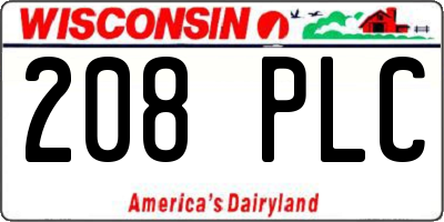 WI license plate 208PLC