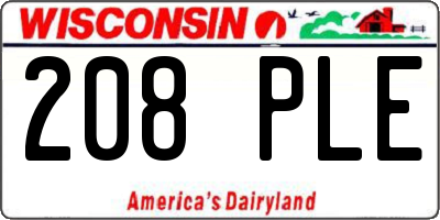 WI license plate 208PLE