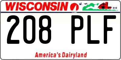 WI license plate 208PLF