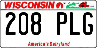 WI license plate 208PLG