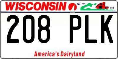 WI license plate 208PLK
