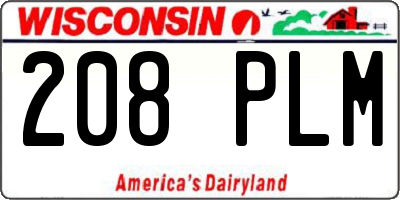 WI license plate 208PLM