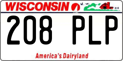 WI license plate 208PLP