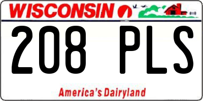WI license plate 208PLS