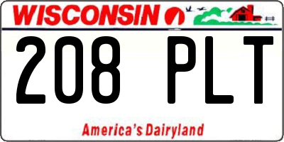 WI license plate 208PLT