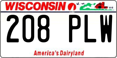 WI license plate 208PLW