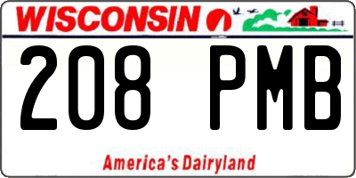 WI license plate 208PMB