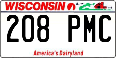 WI license plate 208PMC