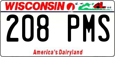 WI license plate 208PMS
