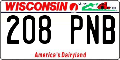 WI license plate 208PNB