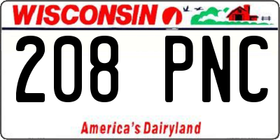 WI license plate 208PNC