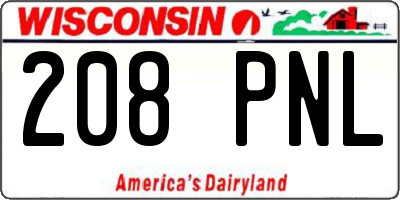 WI license plate 208PNL
