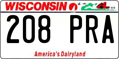 WI license plate 208PRA