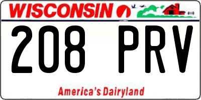 WI license plate 208PRV