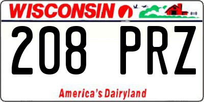 WI license plate 208PRZ