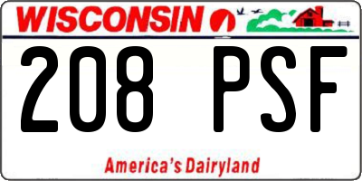 WI license plate 208PSF