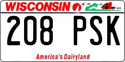 WI license plate 208PSK