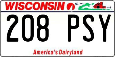 WI license plate 208PSY