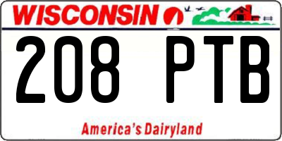 WI license plate 208PTB