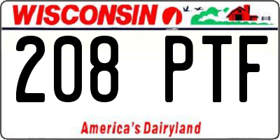 WI license plate 208PTF