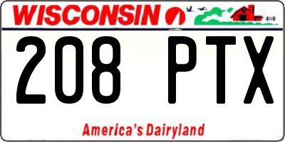WI license plate 208PTX
