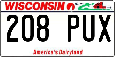 WI license plate 208PUX