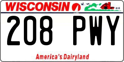 WI license plate 208PWY