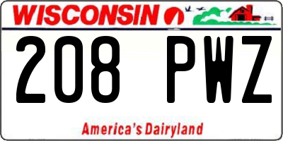 WI license plate 208PWZ