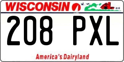 WI license plate 208PXL