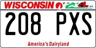 WI license plate 208PXS
