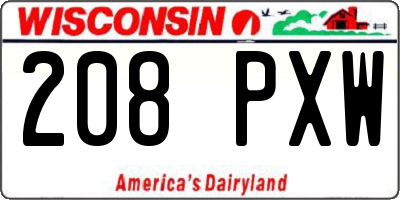 WI license plate 208PXW