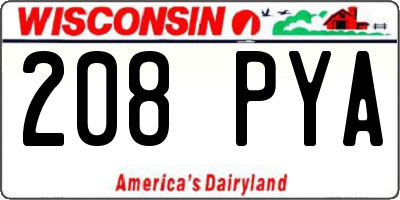 WI license plate 208PYA