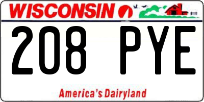 WI license plate 208PYE