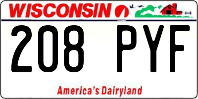 WI license plate 208PYF