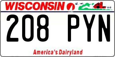 WI license plate 208PYN