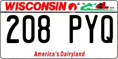 WI license plate 208PYQ