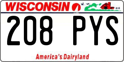WI license plate 208PYS